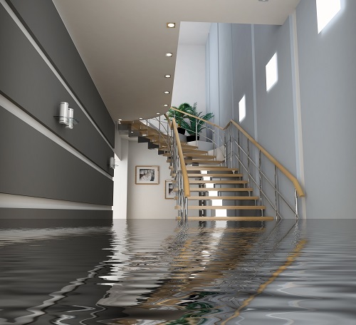 Water in a home with staircase