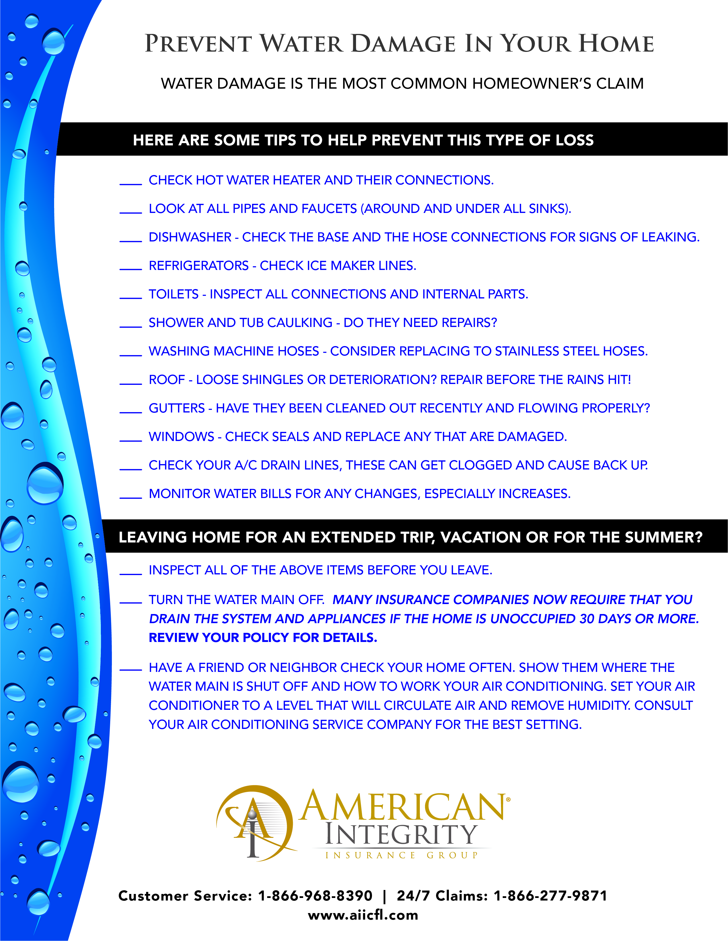Prevent Water Damage American Integrity Insurance Group